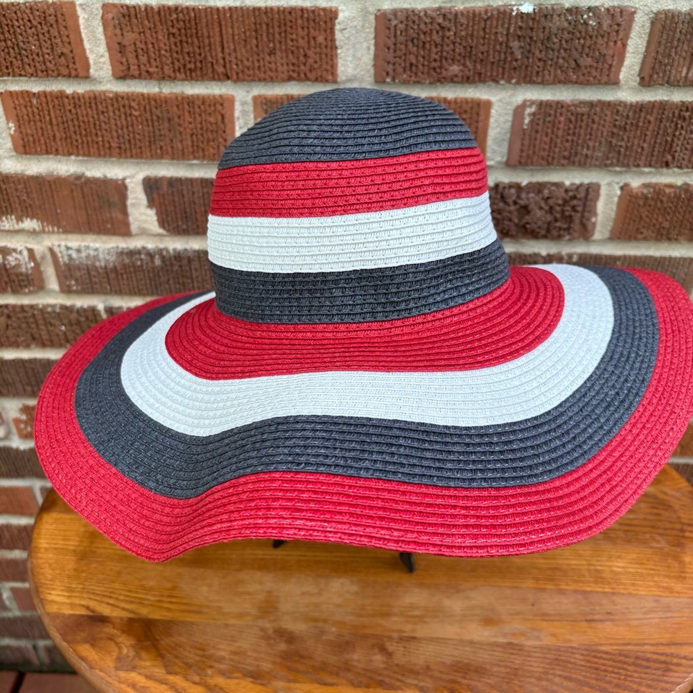 Straw Paper weaved Wide Brim tri-color straw summer Hat
